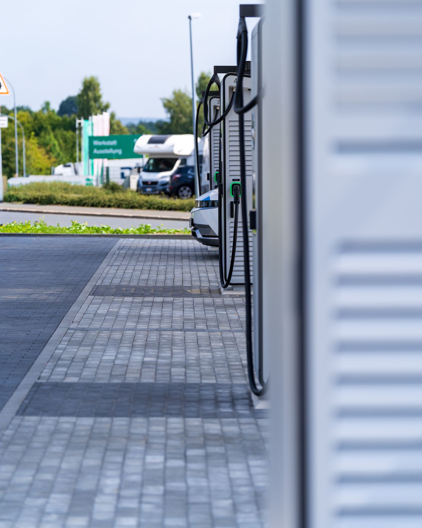 DC fast charging station at a European service area